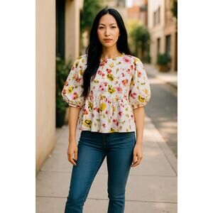 Merlette New Womens Paraiso Blouse Floral Size XS with FLAW Boho Feminine Chic